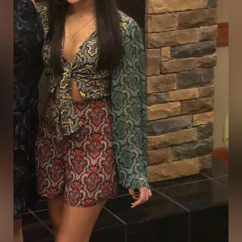 Patterned Alice+Olivia Long Sleeved Romper